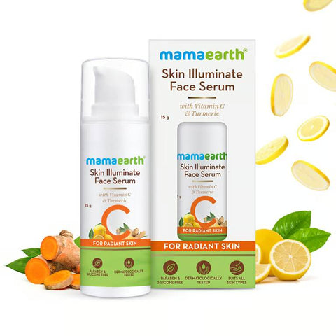 mamaearth skin illuminate face serum for radiant skin with vitamin c and turmeric