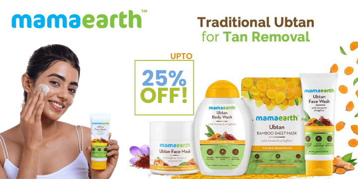 Upto 25% off online on Mamaearth products on Beuflix