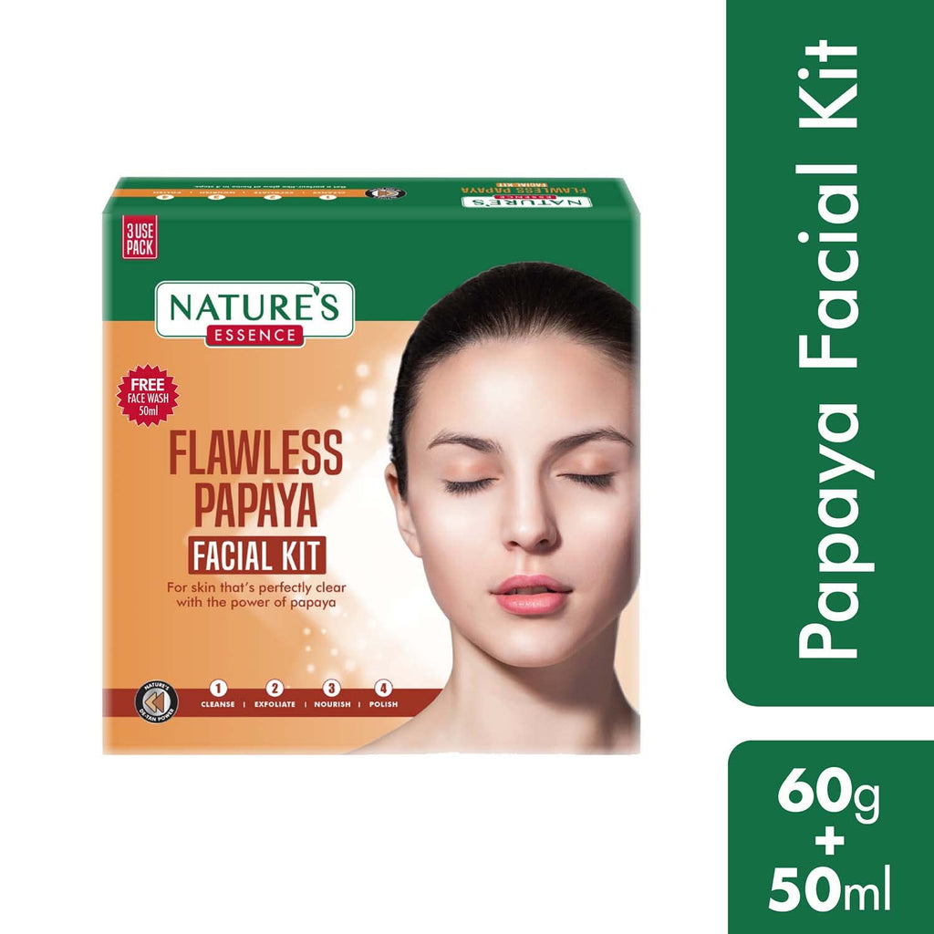 Nature's Essence Flawless Papaya Facial Kit 3 Use (60 gm + 50 ml)