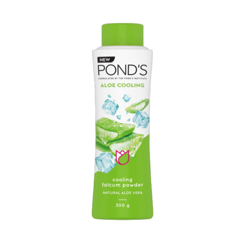 ponds aloe cooling talcum powder, with 100% natural aloe vera extract