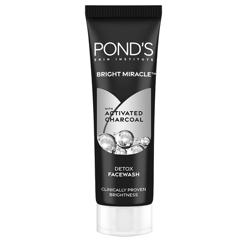 ponds bright miracle detox facewash, 10x power of activated charcoal