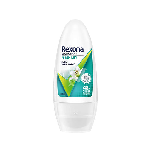 rexona fresh lily even skin tone roll on, keeps skin fresh & clean (50 ml)