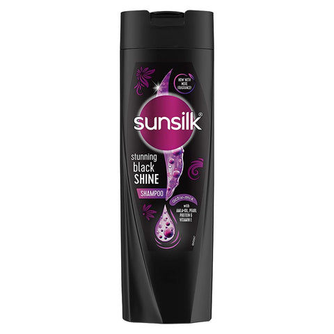 sunsilk stunning black shine shampoo with amla+oil pearl protein & vitamin e