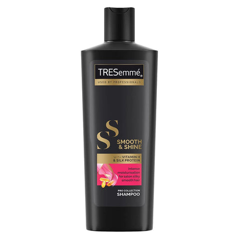 tresemme smooth & shine shampoo, with biotin & silk proteins for silky smooth hair