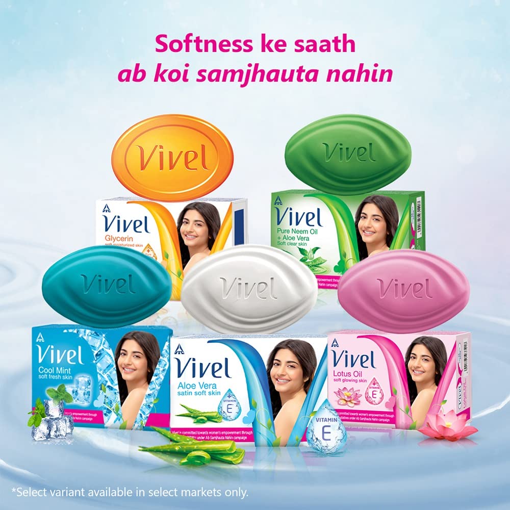 Vivel Aloe Vera Bathing Soap with Vitamin E for Soft, Glowing skin - 150 gms (Pack of 4)