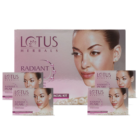lotus herbals radiant pearl cellular lightening salon grade, 4 facial kit (4*37 gm, each) (148 gm)