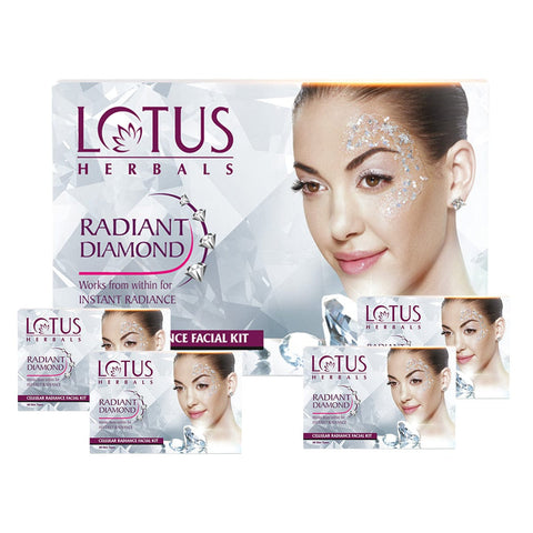 lotus herbals radiant diamond cellular radiance salon grade, 4 facial kit (4x37gm each) (148 gm, full pack size)