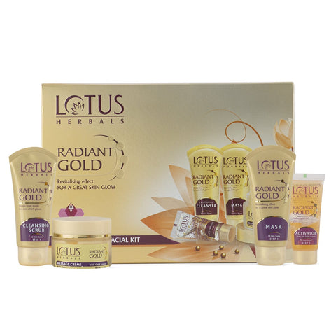 lotus herbals radiant gold cellular glow salon grade facial kit (170 gm)