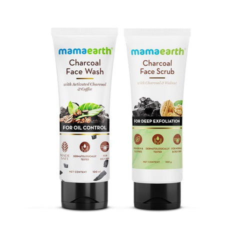 mamaearth charcoal face wash and scrub combo (100ml + 100ml)