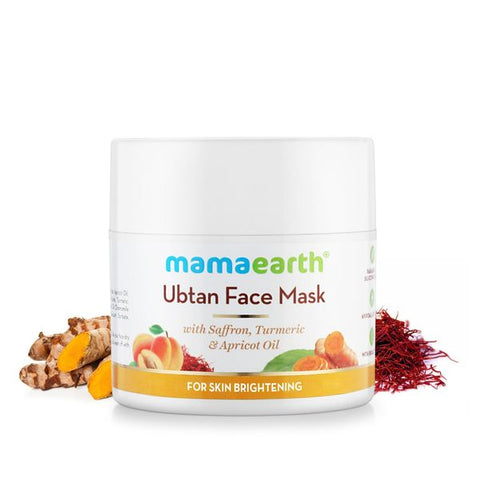 mamaearth ubtan face mask with saffron and turmeric for skin brightening and tan removal (100 gm)