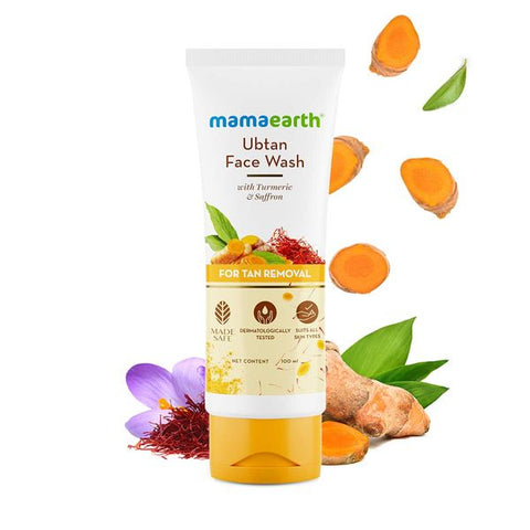 mamaearth ubtan face wash with turmeric & saffron for tan removal