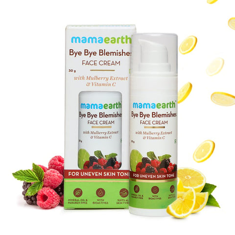 mamaearth bye bye blemishes face cream for reducing pigmentation and blemishes with mulberry extract and vitamin-c (30 ml)