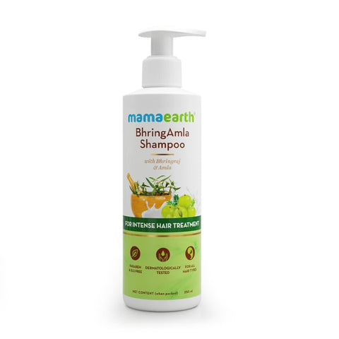 mamaearth bhringamla shampoo with bhringraj and amla for intense hair treatment (250 ml)