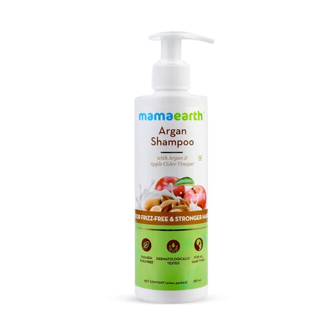 mamaearth argan shampoo with argan and apple cider vinegar for frizz-free and stronger hair (250 ml)