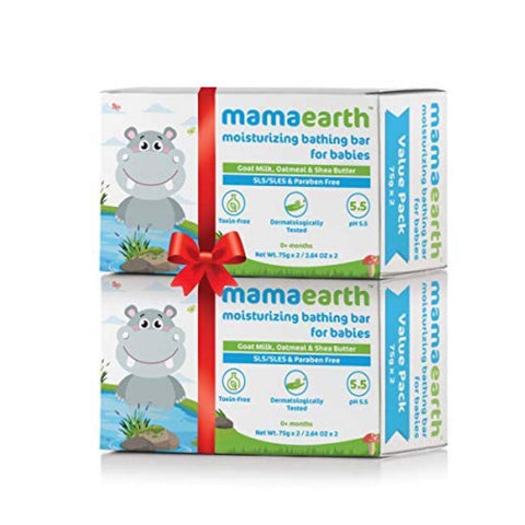 mamaearth moisturizing bathing bar soap for babies with goat milk and oatmeal (pack of 4*75 gm)