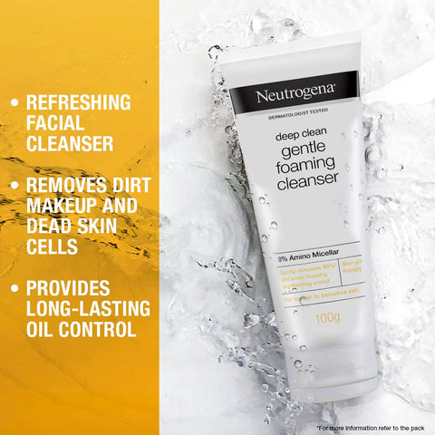 neutrogena deep clean foaming cleanser, advanced face wash for men & women