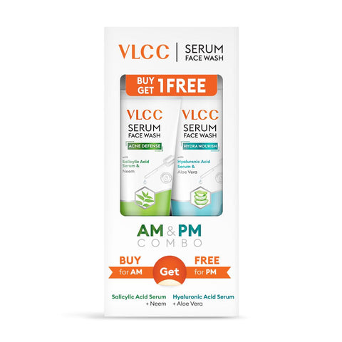 vlcc salicylic acid & neem serum face wash for am & aloe vera serum face wash for pm (150 ml + 150 ml)
