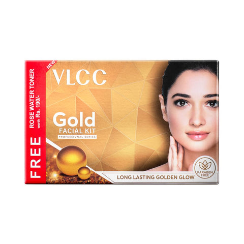 vlcc gold facial kit (300 gm) with free rose water toner (100 ml)