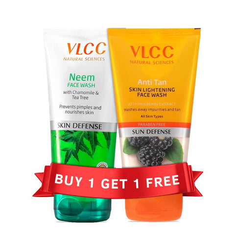 vlcc neem face wash & anti tan face wash (buy 1 get 1) (150 ml + 150 ml)