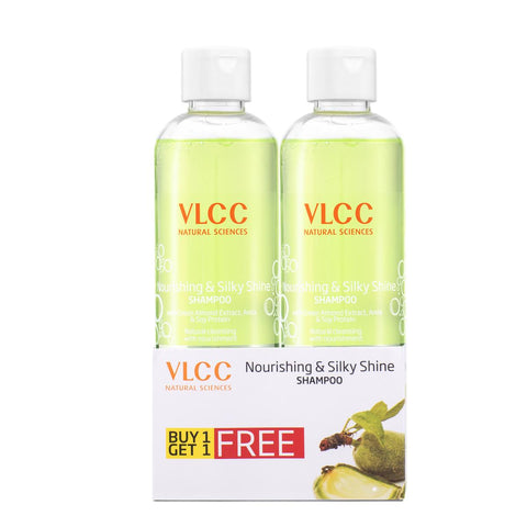 vlcc nourishing & silky shine shampoo (buy 1 get 1 free) (350 ml + 350 ml)