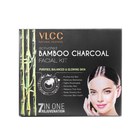 vlcc activated bamboo charcoal facial kit balanced & glowing skin (60 gm)