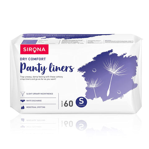 sirona ultra-thin dry comfort premium panty liners - regular flow - 60 counts