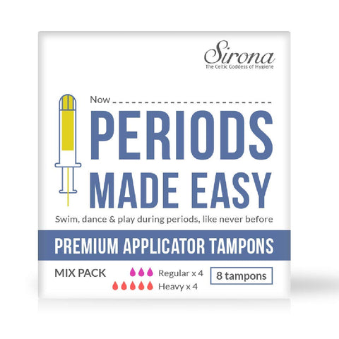 sirona fda approved mix flow premium tampons with applicator - 8 tampons