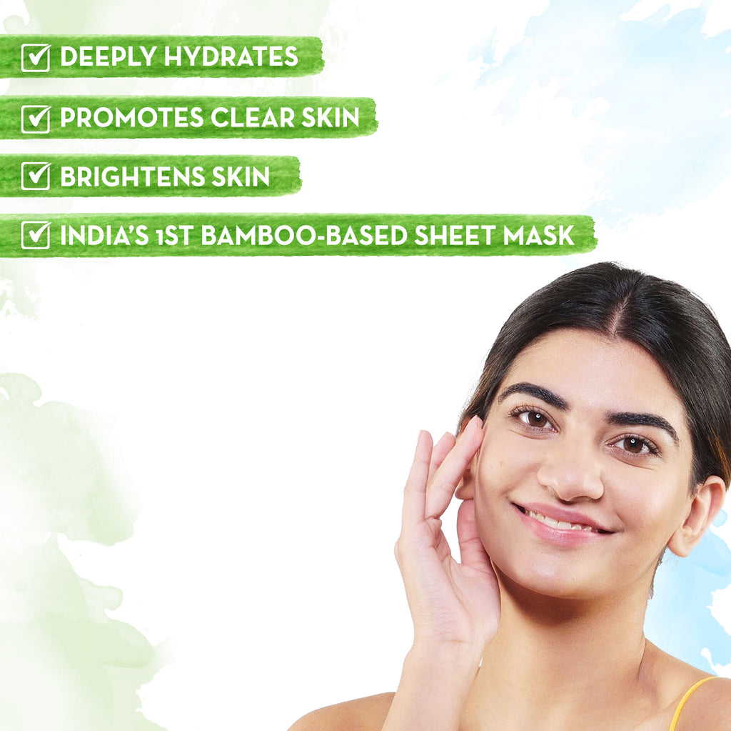 Mamaearth Rice Water Bamboo Sheet Mask with Rice Water and Coconut Milk for Deep Hydration 
