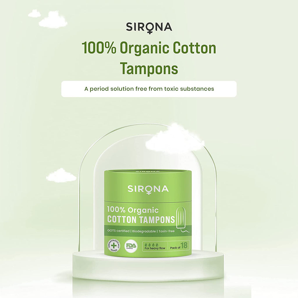 Sirona Heavy Flow Organic Tampons Made With 100% Organic Cotton, Non-Applicator Tampons