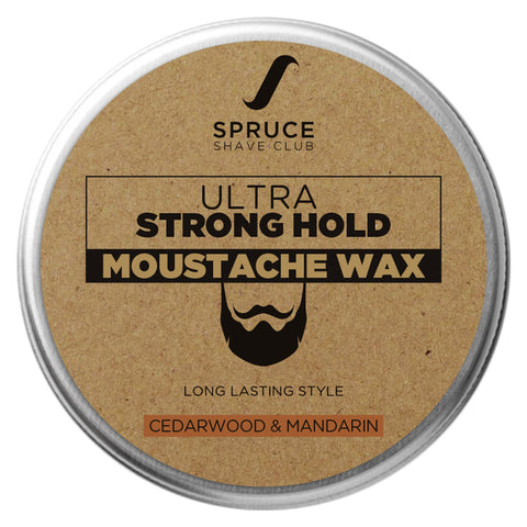 spruce shave club ultra strong hold, cedarwood & mandarin beard & moustache wax - 50 gms