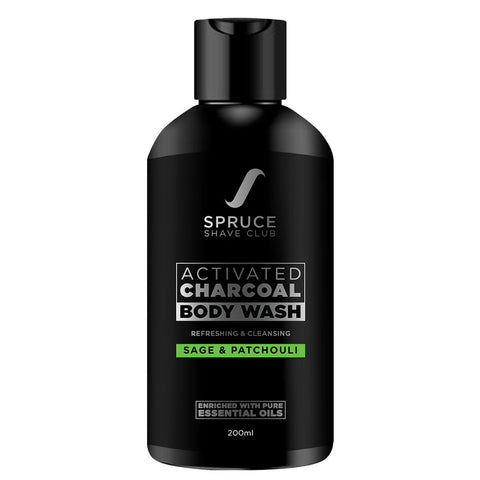 spruce shave club charcoal body wash with natural essential oils, sage & patchouli - 200 ml