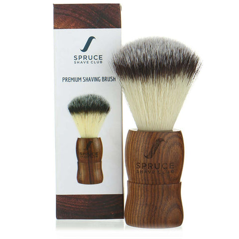 spruce shave club premium shaving brush, genuine wood - imitation badger hair