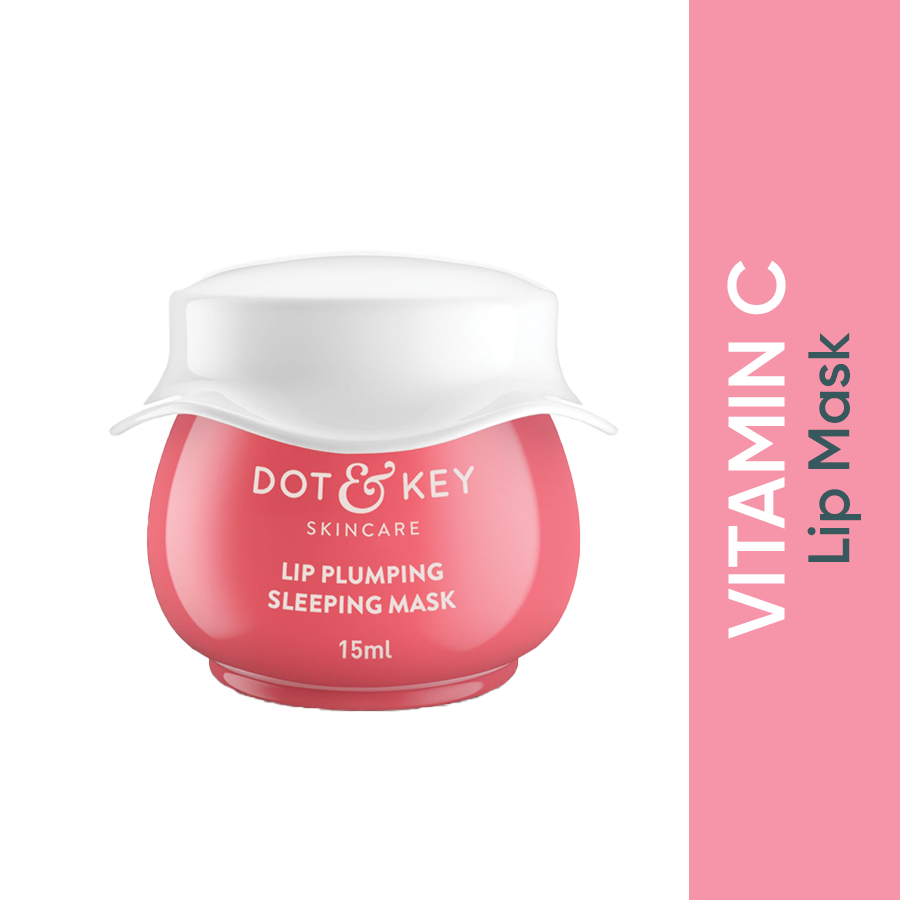 Dot & Key Lip Plumping Sleeping Mask Vitamin C + E - Lip Balm For Dry, Dark Lips, Tinted Lips - 15 ml