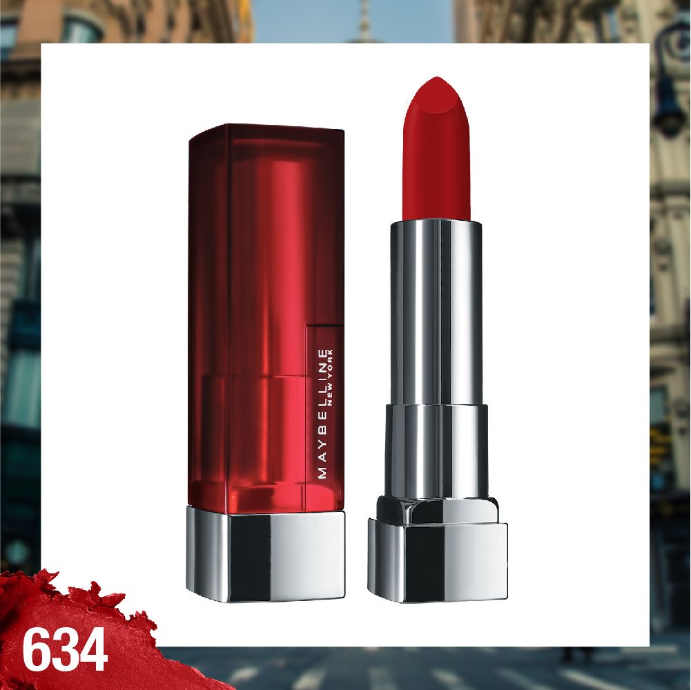 Maybelline New York Color Sensational Creamy Matte Lipstick,, 634 Bold Crimson
