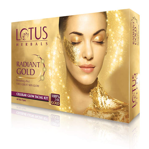 lotus herbals radiant gold cellular glow facial kit 4 in 1 - 37 gms (4*37 gms)