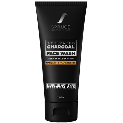 spruce shave club charcoal face wash, mandarin & frankincense - 100 gms