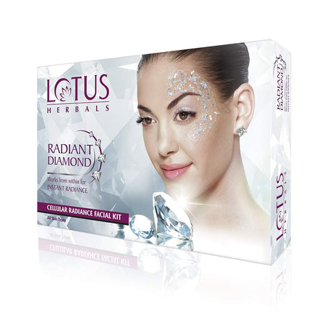 lotus herbals radiant diamond facial kit for instant radiance 5 in 1 facial kit - 170 gms