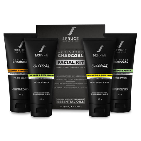 spruce shave club charcoal facial kit for men - 180 gms