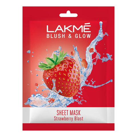 lakme blush & glow strawberry sheet mask (25 ml)