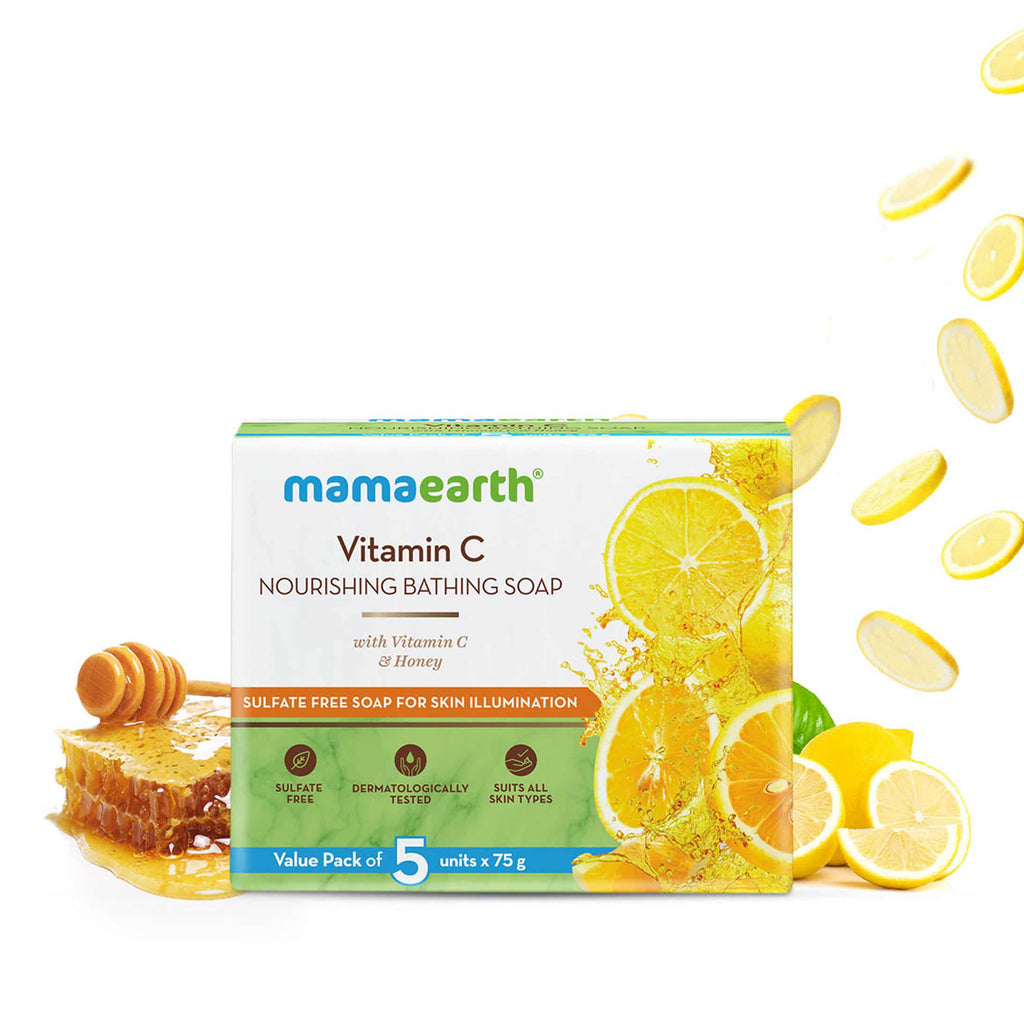 Mamaearth Vitamin C Nourishing Bathing Soap With Vitamin C and Honey for Skin Illumination  – 5x75g