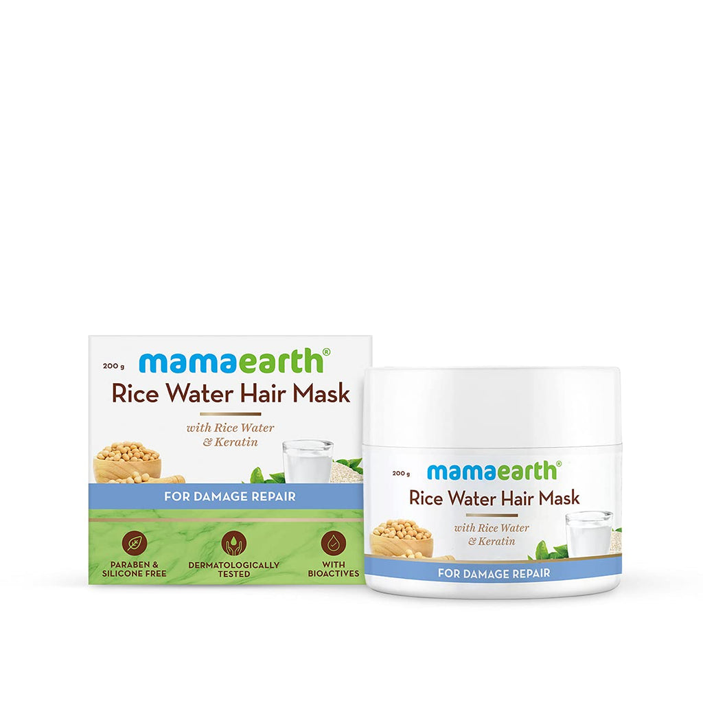 Mamaearth Rice Water Hair Mask with Rice Water & Keratin For Smoothening Hair & Damage Repair