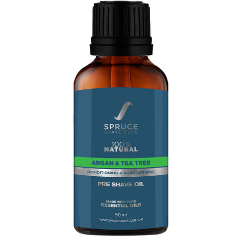 spruce shave club pre shave oil, argan & tea tree - 50 ml