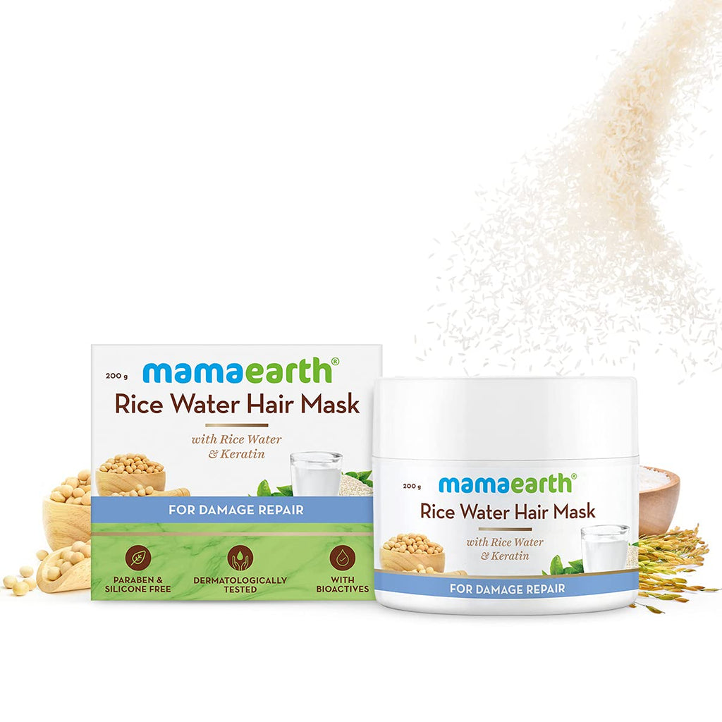 Mamaearth Rice Water Hair Mask with Rice Water & Keratin For Smoothening Hair & Damage Repair