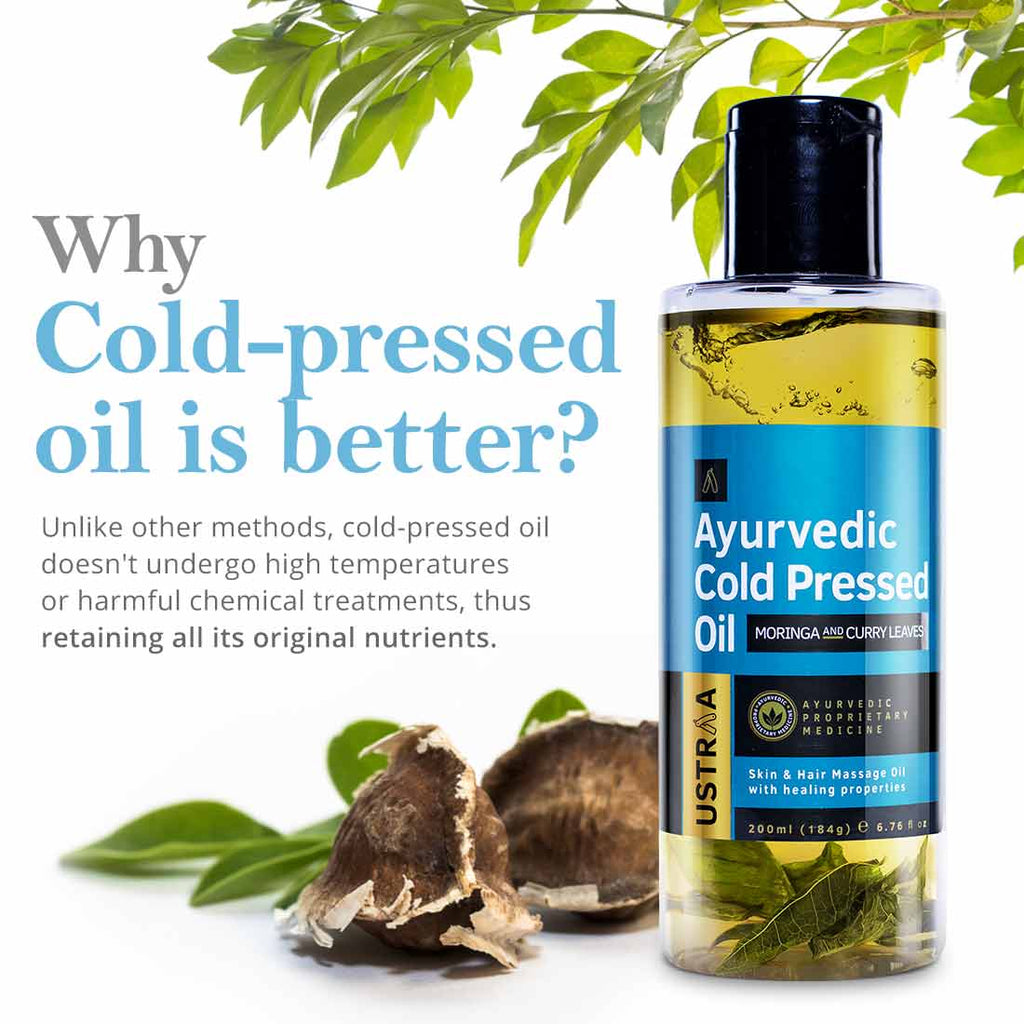 Ustraa Ayurvedic Cold Pressed Oil with Moringa Oil & Curry Leaves