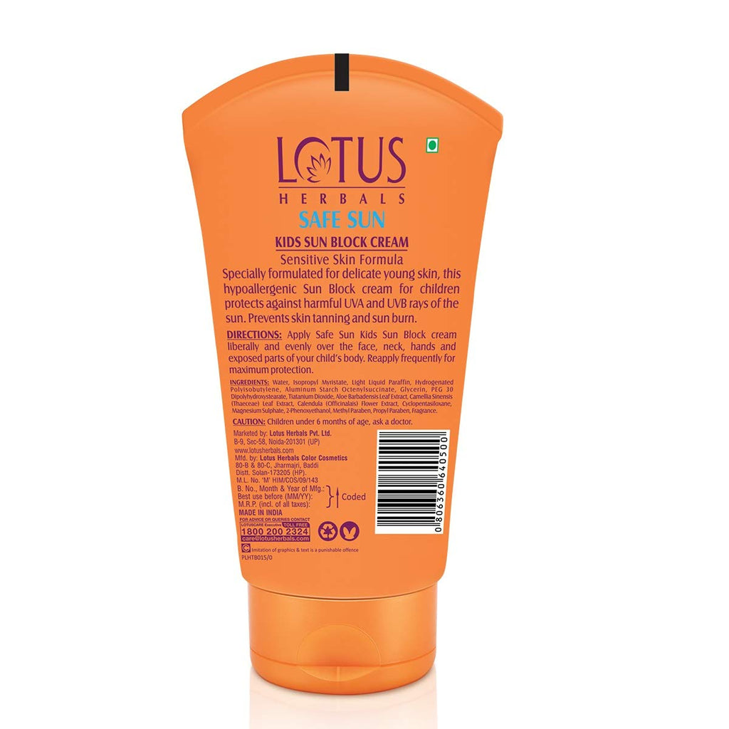 Lotus Herbals Kids Sun Block  Sensitive Skin Formula SPF 25 Cream 100gm