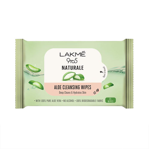 lakme 9 to 5 naturale aloe cleansing wipes - 25 wipes