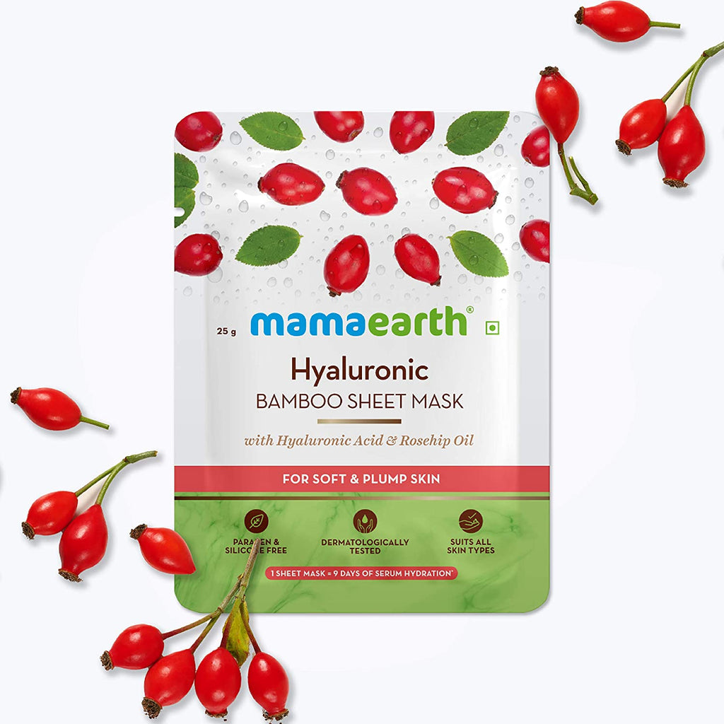 Mamaearth Hyaluronic Bamboo Sheet Mask with Rosehip Oil for Soft and Plump Skin