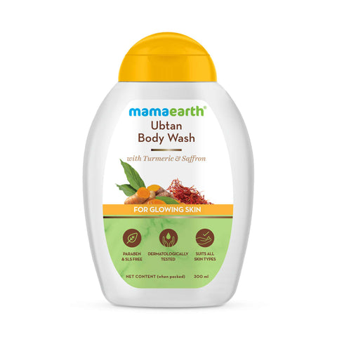 mamaearth ubtan body wash with turmeric and saffron for glowing skin (300 ml)