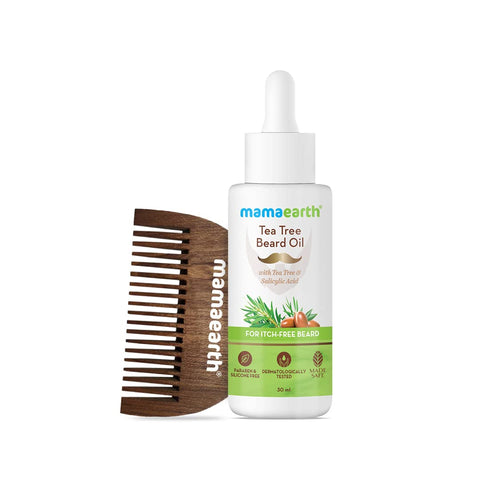 mamaearth tea tree beard oil with tea tree & salicylic acid for itch-free beard – 30 ml