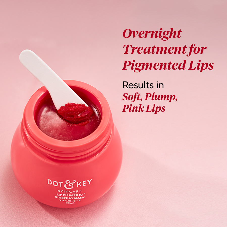 Dot & Key Lip Plumping Sleeping Mask Vitamin C + E - Lip Balm For Dry, Dark Lips, Tinted Lips - 15 ml
